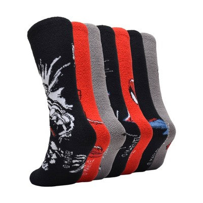 Men's Spider-Man Cozy Socks 7 Pack - Black 6-12