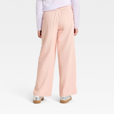 Girls' Woven Wide Leg Pull-On Pants - Cat & Jack Coral Pink XXL