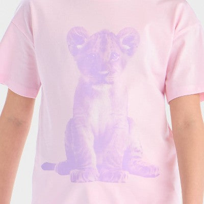 Girls Oversized Lion Cub Graphic T-Shirt Cat & Jack Light Pink L