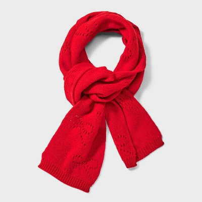 Bow Scarf - Wild Fable Red: Midweight Knit Oblong, Double-Layered, 80" x 6", Hand Wash, Line Dry