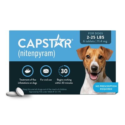 Capstar (Nitenpyram) for Dogs - 2-25lbs: Oral Flea Treatment, All Ages, 6 Pills