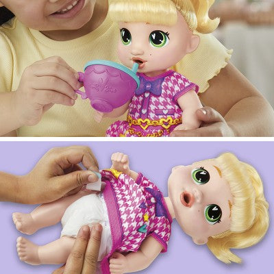 Baby Alive 13.5" Bubbly Tea Party Lala Baby Doll Blonde Hair