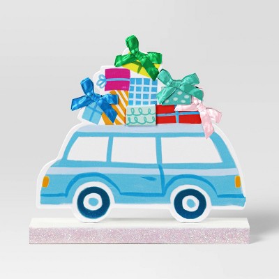Wood Car with Presents Christmas Figurine - Wondershop Blue