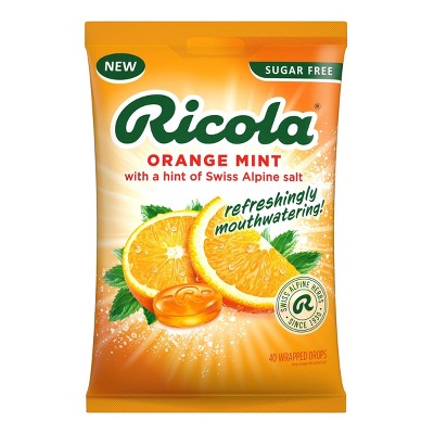 Ricola Sugar Free Orange Mint Mouthwatering Drops to Quench Dry Mouth - 40ct