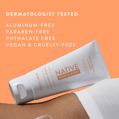 Native Whole Body Cream Deodorant - Sweet Peach & Nectar - Aluminum-Free - 3oz