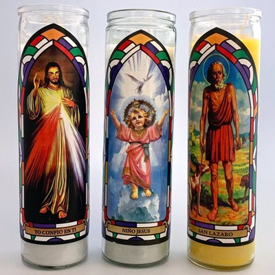 Jar Candle San Lazaro Yellow - Continental Candle: Sanctuary Series, Prayer & Saint Devotional, 8" Glass, 100hr Burn