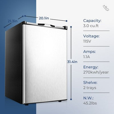 Simzlife 3.0 Cu. Ft. Upright Freezer,Large Capacity Rapid Cooling Upright Freezer Refrigerator, Silver (LOCAL PICKUP ONLY)