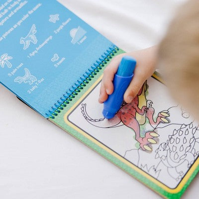 Melissa & Doug On The Go Water Wow! Reusable Water-Reveal Activity Pad Travel Toy - Dinosaurs: Plastic Material, Watercolor Brushes