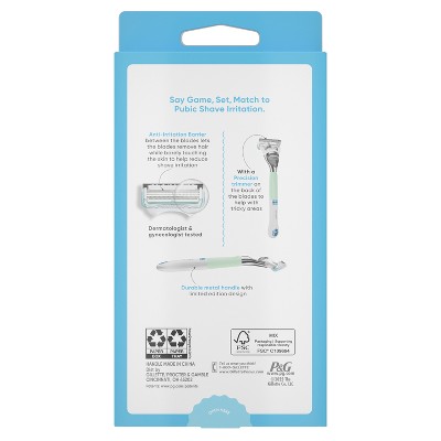Venus Fem Intimate Women's 1 Disposable Razor Handle with 2 Refills - Tennis