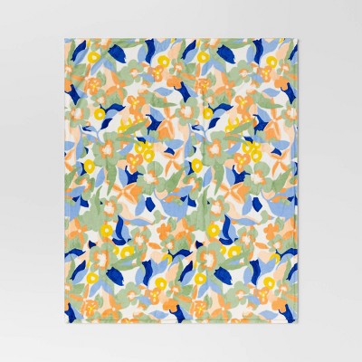 Vintage Floral Printed Plush Throw Blanket - Room Essentials