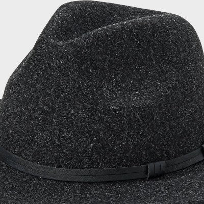 Men's Recycled Polyester Wool Fedoras - Goodfellow & Co Heathered Black L/XL