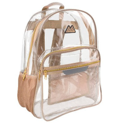 Summit Ridge Clear 18" Backpack with Patch & Printed Straps - Tan