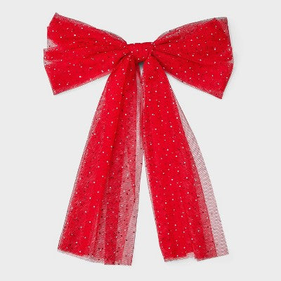 Tulle Rhinestone Hair Bow - A New Day Red