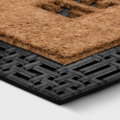 1'11"x2'11" 'Hello' Rubber Coir Doormat Natural/Black - Threshold: Outdoor Welcome Mat, Front Door Decor (LOCAL PICKUP ONLY)