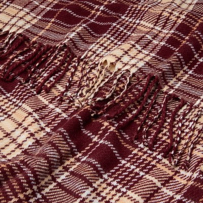 Fall Plaid Woven Throw Blanket Burgundy/Cream - Hearth & Hand with Magnolia