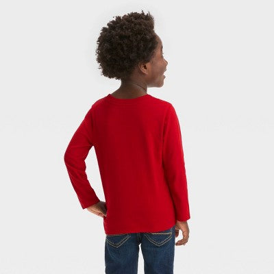 Toddler Boys' Long Sleeve Solid T-Shirt - Cat & Jack Red 18M