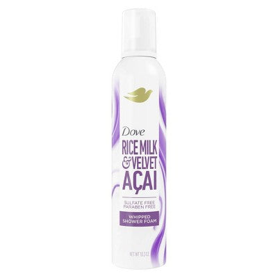 Dove Beauty Whipped Shower Foam - Rice Milk & Velvet Acai - 10.3oz: Paraben-Free, Sulfate-Free, Vegan, Normal/Combination Skin