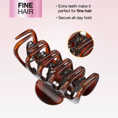 scunci No-Slip Grip Extra Teeth Claw Clip - Brown - Fine Hair