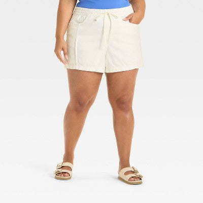 Women's High-Rise Drawstring Denim Beach Shorts XXL