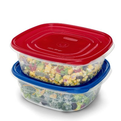 Rubbermaid 2pcTakeAlongs 11.7C/2.77L Large Square Summer Food Storage Containers - Red/Blue