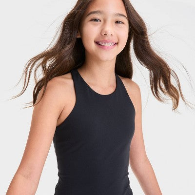 Girls' Strappy Crop TankTop - All In Motion Black L