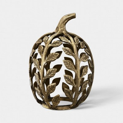 Tall Metal Fall Botanical Pumpkin Gold - Threshold