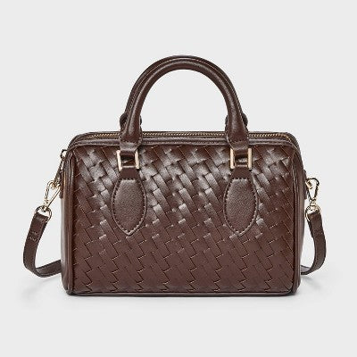 Woven Mini Bowler Crossbody bag - A New Day Brown