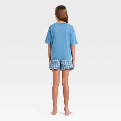 Girls' Athletic Graphic Boxer Shorts and T-Shirt Pajama Set M