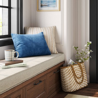 Oversize Lumbar Washed Cotton Velvet Throw Pillow - Threshold: Indoor Decorative Cushion, Removable Cover, Hidden Zipper