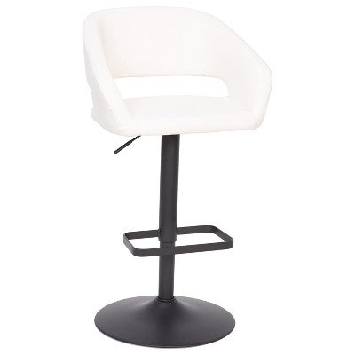 Flash Furniture Erik Contemporary White Vinyl Adjustable Height Barstool with Rounded Mid-Back and Black Base (LOCAL PICKUP ONLY)