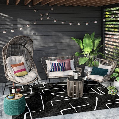 Steel and Wicker Latigo Rust Resistant Outdoor Patio Loveseat Arm Chair Gray - Threshold (LOCAL PICKUP ONLY)