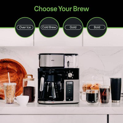 Braun MultiServe Plus 10-Cup Pod Free Drip Coffee Maker, 7 Brew Sizes / Hot & Cold Brew, KF9250BK: Stainless Steel, Electric, Dishwasher-Safe