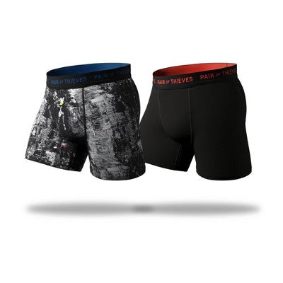 Pair of Thieves Men's Super Fit Boxer Briefs 2pk Black/Abstract M
