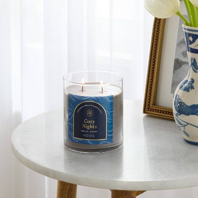 15.1oz 2-Wick Lidded Glass Jar Candle Cozy Nights - Threshold