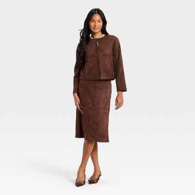 Women's Suede Jacket - A New Day Brown S
