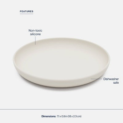 Lalo 3pc Silicone Toddler Plate + Utensils Mealtime Set - Oatmeal