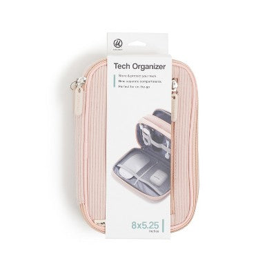 U Brands 8"x5.25" Dual Zip Corduroy Tech Organizer Dusty Rose