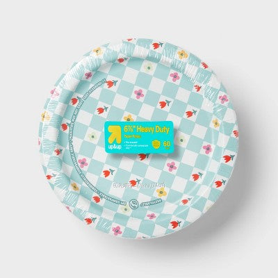 Disposable Plates - Floral Check - 60ct - 7" - up&up