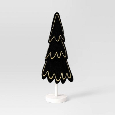 Fabric Christmas Tree Figurine - Wondershop Black: Indoor Holiday Tabletop Decor, Polyester, 12" Height