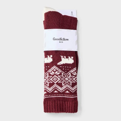 Men's Bear Crew Socks - Goodfellow & Co Red/Ivory/White 6-12