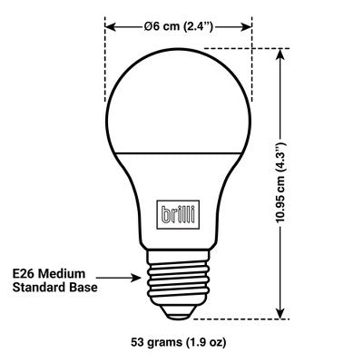 Brilli 2pk A19 60W Charge Up Energy-Boosting Dimmable LED Light Bulbs White