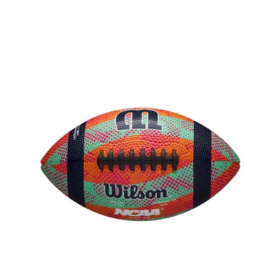 Wilson NCAA Statement Jr Football - Orange/Navy: Regulation Size, Rubber Shell, Butyl Bladder