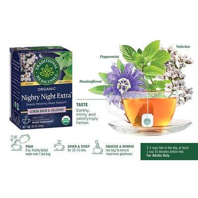 Traditional Medicinals Organic Nighty Night Valerian Herbal Tea - 16ct