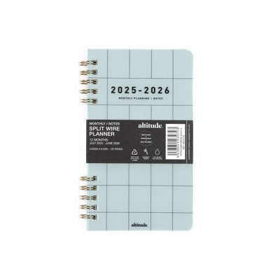 Altitude Supplies 3.625"x6.25" Monthly Planner, July 2025 to June 2026, Seafoam Blue