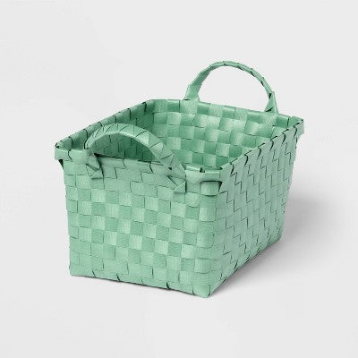 Woven Plastic Basket Small Green - Brightroom