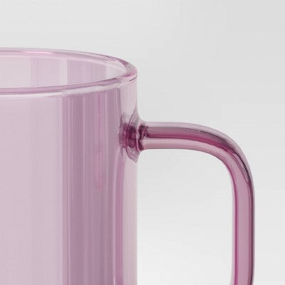 14oz Borosilicate Glass Mug Translucent Pink - Room Essentials: Coffee & Glass Mugs, Microwave & Dishwasher Safe