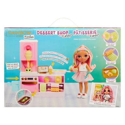 Rainbow High Littles Dessert Shop Playset + Small Doll, Make Ice Cream and Sweets: Includes Figure & Accessories
