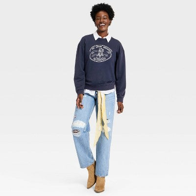 Women's Western Sweatshirt - Universal Thread Navy Blue XL