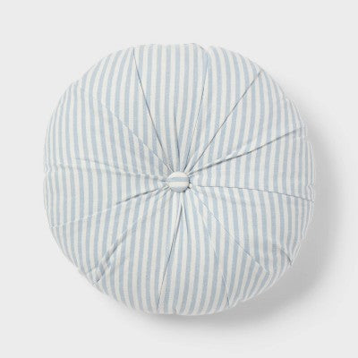 16"x16" Round Striped Decorative Throw Pillow Blue for Dorm - Threshold
