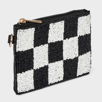 Checker Beaded Pouch - Universal Thread Black/White